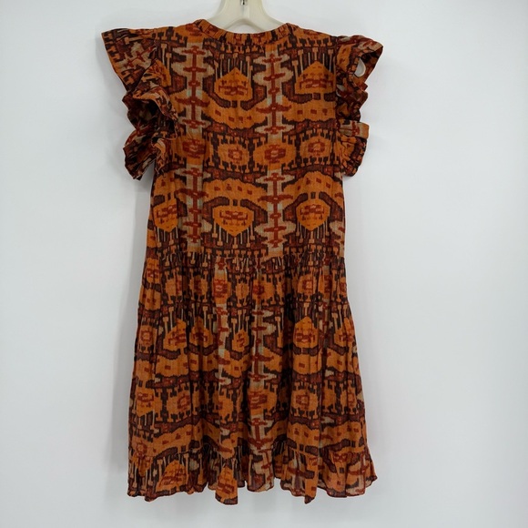 Ulla Johnson Lina Flutter Sleeve Mini Dress Size XS Sleeveless Tassel Ties Brown - Picture 4 of 12